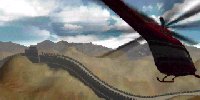 Un hélico amène Lara près de la Muraille de Chine